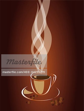 Transparent steam over a cup of coffee. Vector illustration. Vector art in Adobe illustrator EPS format, compressed in a zip file. The different graphics are all on separate layers so they can easily be moved or edited individually. The document can be scaled to any size without loss of quality.