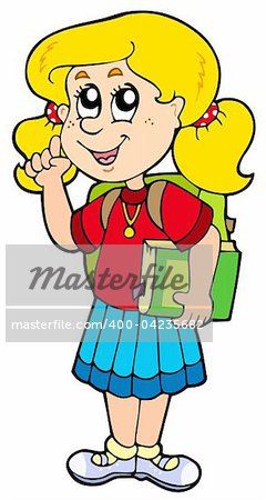 Advising school girl - vector illustration.