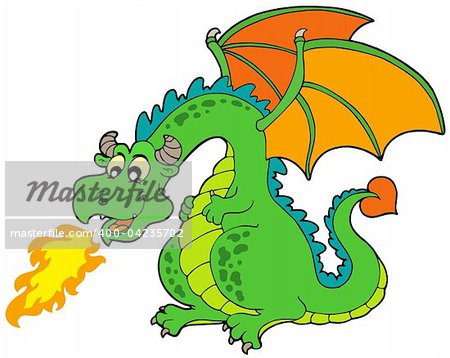 Cartoon fire dragon - vector illustration.