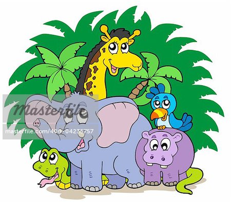 Group of African animals - vector illustration.