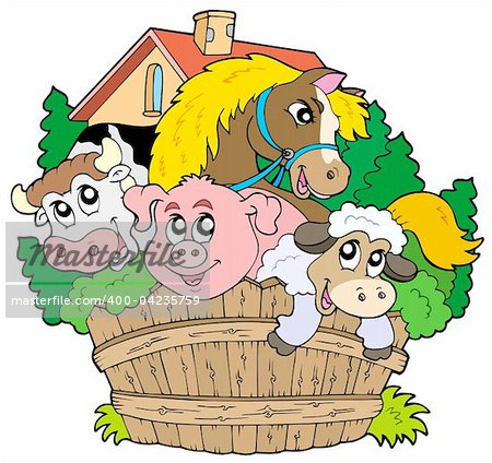 Group of farm animals - vector illustration.