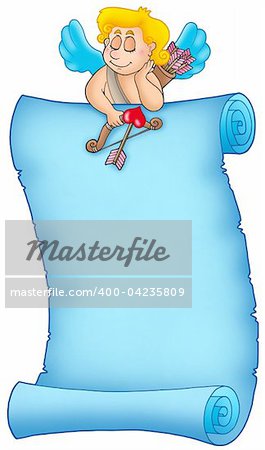 Blue parchment with Cupid 4 - color illustration.