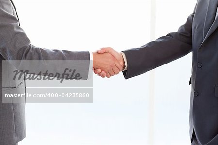 close up of businessmen shaking their hands after a meeting at the office