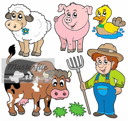 Farm cartoons collection - vector illustration.