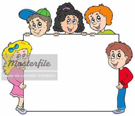 Various kids holding board - vector illustration.