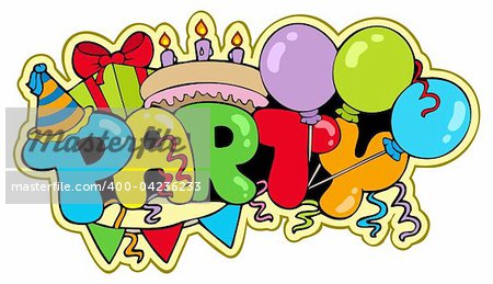 Cartoon party sign - vector illustration.