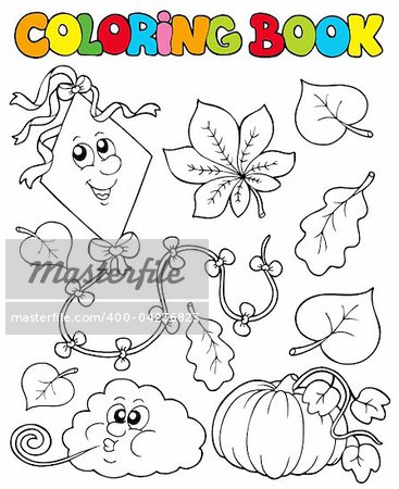 Coloring book with autumn theme 1 - vector illustration.