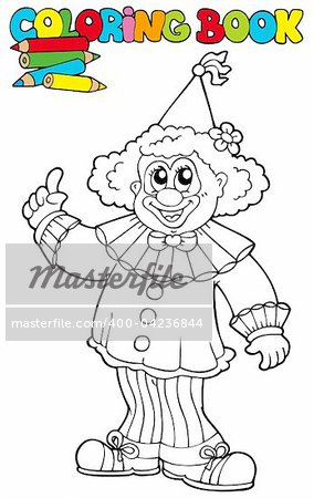 Coloring book with funny clown - vector illustration.