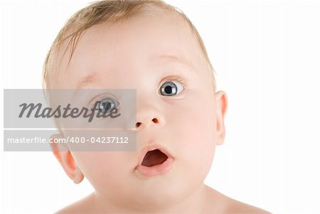 baby boy portrait closeup  isolated on a white background