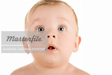 beauty baby boy closeup isolated on a white background