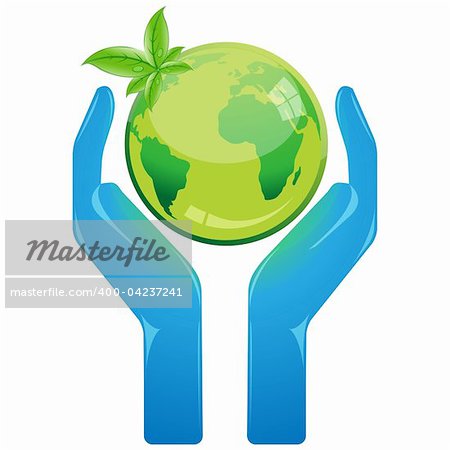 illustration of save earth on white background