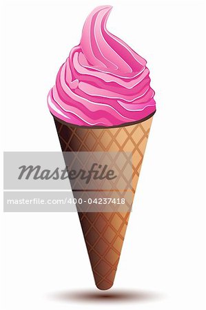 illustration of strawberry ice cream on isolated background