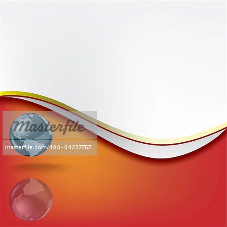 Abstract white background with globe on red