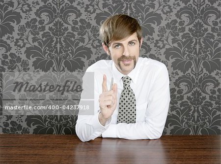 businessman retro on office table salesperson vintage wallpaper