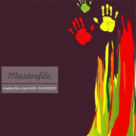 Abstract background with color hands. Vector illustration