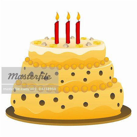illustration of birthday cake on white background