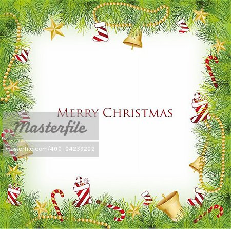 Christmas Frame With Holly Decoration. Vector illustration