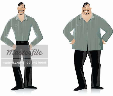 Vector illustration of a man before and after diet