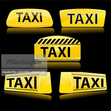 illustration of taxi icons on white background