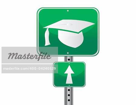 Graduation cap street sign over a white background vector file also available