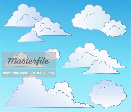 Cartoon clouds collection - vector illustration.