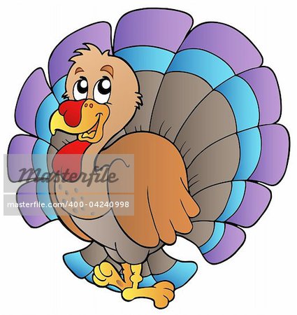 Happy cartoon turkey - vector illustration.
