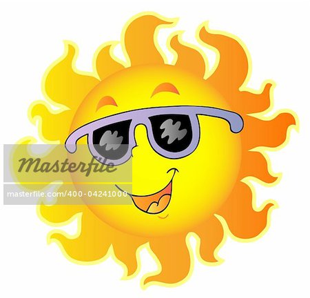 Happy Sun with sunglasses - vector illustration.
