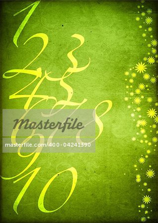 green retro style numbers-background in grunge style