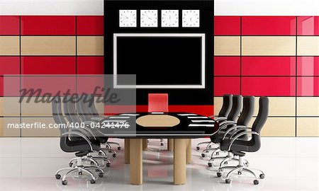 Modern black and red meetingroom  - rendering