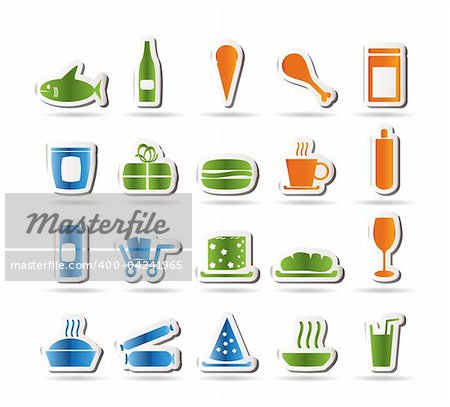Shop and Foods Icons - Vector Icon Set