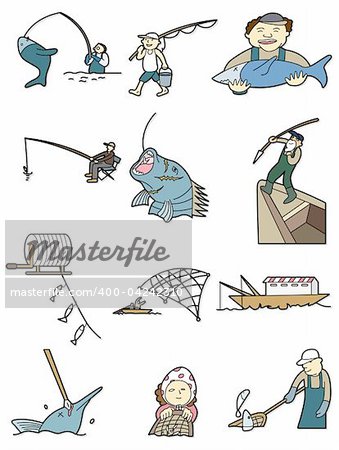 cartoon fishing icon