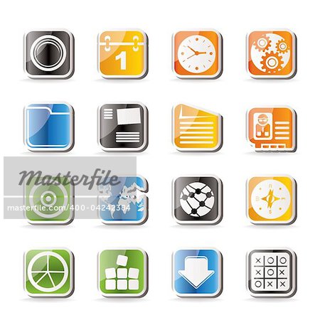 Simple Mobile Phone, Computer and Internet Icons - Vector Icon Set