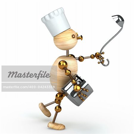 wood man cook 3d rendered for web
