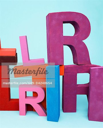 Multi-colored oversize letters