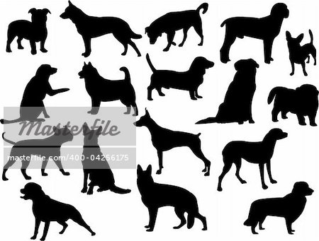 dogs silhouette collection vector