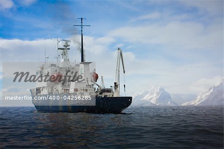 Big ship in Antarctic waters