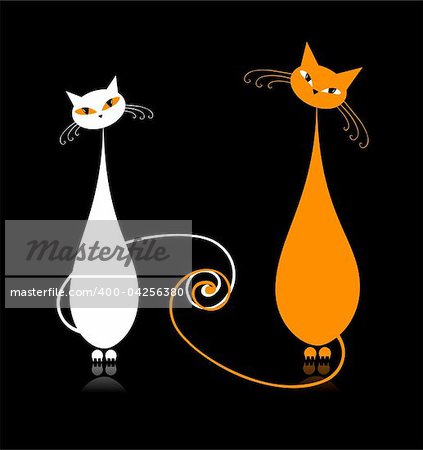 Couple cats together, silhouette for your design