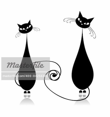 Ñouple cats together, black silhouette for your design