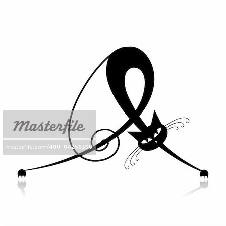 Graceful black cat silhouette for your design