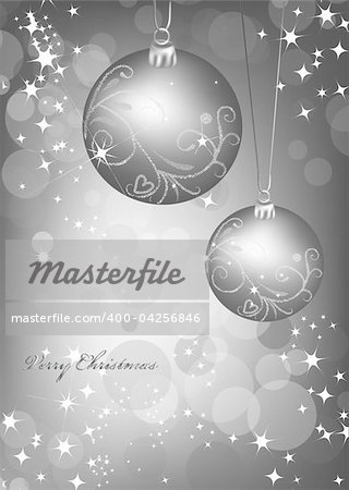 Christmas silver background with ball. Vector illustration