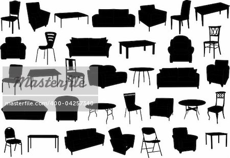 furniture collection silhouette - vector