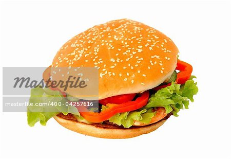 Delicious hamburger isolated on white background