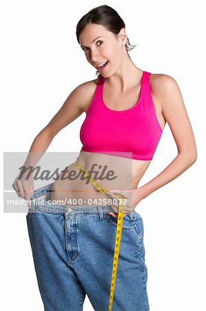 Weight loss woman measuring waist