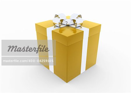 3d gold silver gift box isolated on white background