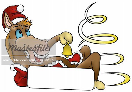Christmas Horse 2010 - colored cartoon illustration, vector