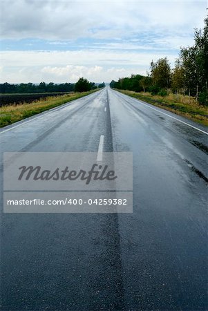 empty wet asphalt road. Landscape