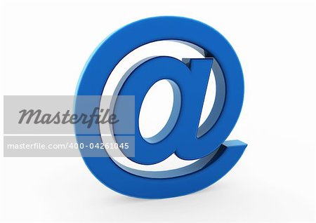 3d email symbol blue isolated on white background