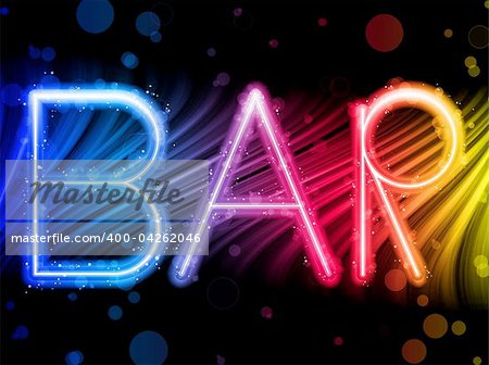 Vector - Bar Sign Abstract Colorful Waves on Black Background