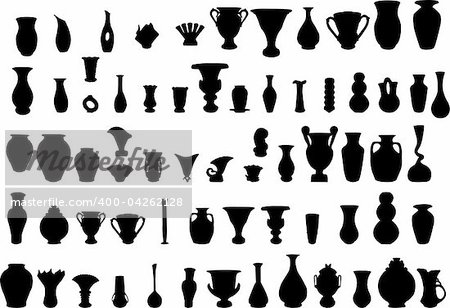 big collection of vase silhouette - vector