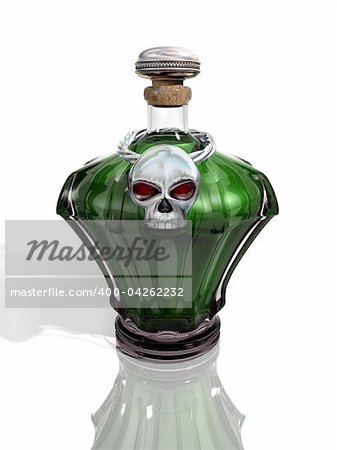 Glass bottle containing a deadly green poison